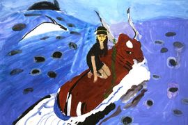Девяткина Елена, 9 лет, Копия к картине В. Серова Похищение Европы, б., гуашь, ДШИ №11, г. Ульяновск