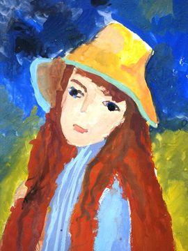 Землянухина Ксения, 6 лет, Копия к картине О. Ренуар Девушка в соломенной шляпе, б., гуашь, ДШИ №11, г. Ульяновск