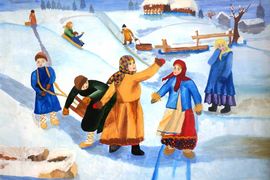 Иванова Елизавета, 14 лет, Копия к картине Б. Кустодиева Масленица, б., гуашь, г. Дубовка, Волгоградская обл.