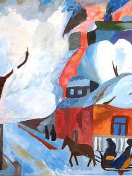 Кирьянова Дарья, 16 лет, Копия к картине Н. Гончарова Московская зима, б., гуашь, ДШИ, с. Лузино, Омская обл.