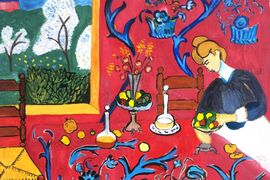 Киселева Валентина, 14 лет, Копия к картине А. Матисса Красная комната, б., гуашь, ДХШ №2, г. Липецк