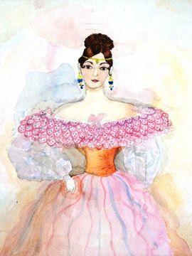 Клетная Валерия, 12 лет, Копия к картине А. Брюллова Н. Гончарова, б., акварель, ДХШ, г. Славянск-на-Кубани