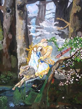 Королева Ольга, 14 лет, Копия к картине В. Васнецова Иван царевич на сером волке,  б., гуашь, ДШИ №1, г. Мурманск