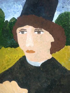 Кривошеина Дарья, 11 лет, Копия к картине Г. Мемлинг Портрет юноши, б., гуашь, изостудия Фантазер, г. Киров