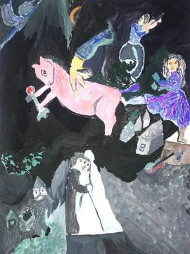 Лахно Артем, 15 лет, Копия к картине М. Шагал Красный конь, б., гуашь, СОШ №19, г. Волгоград