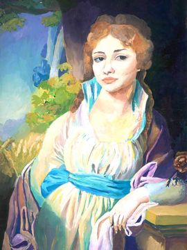 Лябах Анастасии, 14 лет, Копия к картине Б. Боровиковского Портрет М.И. Лопухиной, б., гуашь, ДХШ, г. Волгодонск, Ростовская обл. 
