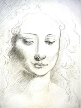 Маврина Мария, 11 лет, Копия к картине Л. да Винчи Этюд женской головы, б., карандаш, ДШИ, г. Серафимович 