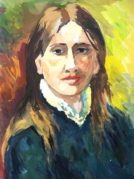 Михайлов Степан, 14 лет, Копия к картине В. Серова Портрет актрисы Н. Стрепетовой, б., гуашь, ДХШ, г. Волгодонск, Ростовской обл.