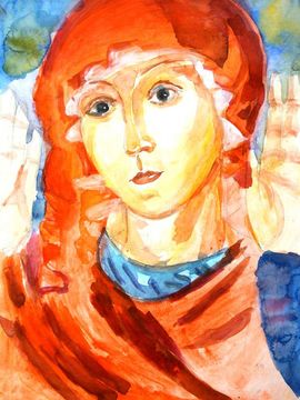 Перфилиев Григорий, 12 лет, Копия к картине П. Водкина Богоматерь, б., акварель, ДШИ №10, г. Ульяновск