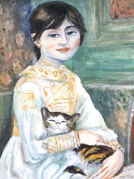 Петрова Елизавета, 15 лет, Копия к картине О. Ренуар Жюли Мане с кошкой, б., гуашь, ДШИ №5, г. Астрахань