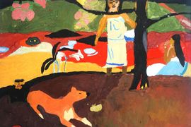 Погосян Марина, 9 лет, Копия к картине П. Гогена Таитянские пасторали, б., гуашь, ДШИ №11, г. Ульяновск