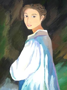 Полежаева Анна, 15 лет, Копия к картине Портрет Серебряковой Е.П., б., гуашь, ВОДХГ, г. Волгоград