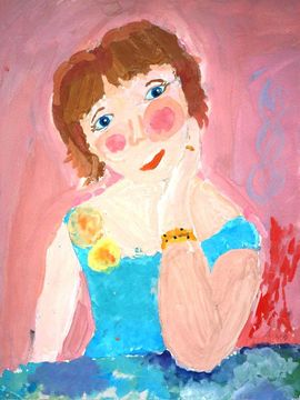 Разинова Мария, 8 лет, Копия к картине О. Ренуар Портрет Жанны Самари, б., гуашь, ДШИ №11, г. Ульяновск