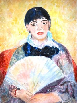 Рак Маргарита, 16 лет, Копия к картине О. Ренуара Девушка с веером, б., акварель, ДХШ, г. Казань