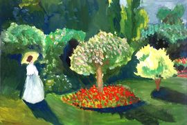 Самарина Юлия, 11 лет, Копия к картине К. Моне Леди в саду, б., гуашь, ДХШ, г. Североморск, Мурманская обл.