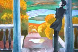 Самылина Татьяна 12 лет, Копия к картине В. Попкова Осенние дожди, б., гуашь, ДХШ, г. Волгодонск, Ростовская обл.