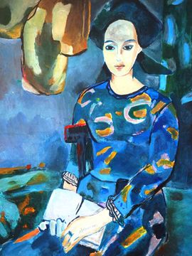 Скорик Инна, 13 лет, Копия к картине М. Аветисяна Портрет Ады, б., акрил, ДХШ №2, г. Казань