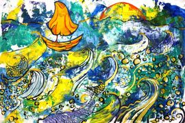 Абрамова Татьяна, 12 лет, Морское путешествие, б., гуашь, ДШИ №2 им. Г.В. Сверидова, г. Тольятти, Самарская обл .