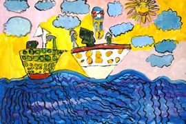 Мазин Александр, 5 лет, Морской пейзаж, б., гуашь, ВОДХГ, г. Волгоград