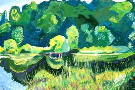 Чигинцева Кристина, 14 лет, Цветы у реки, б., гуашь, ДШИ, с. Ольховка