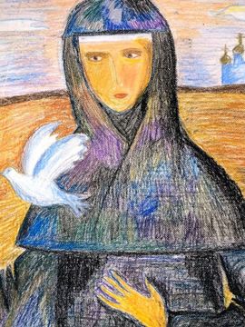 Балдаева Екатерина, 15 лет, Портрет монахини, б., пастель, ВОДХГ, г. Волгоград 