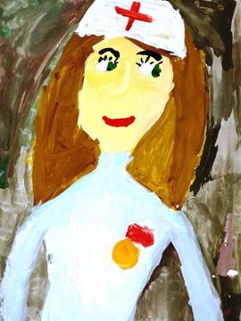 Булычева Алиса, 7 лет, Солдатская медаль, б., гуашь, изостудия, Фантазер, г. Киров