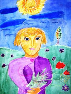 Говорухина Ульяна, 10 лет, Портрет мамы, б., смеш. тех., ДШИ