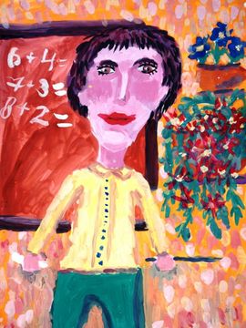 Загрядских Елена, 7 лет, Школьный учитель, б., гуашь, ДШИ, г. Грязи, Липецкая обл.