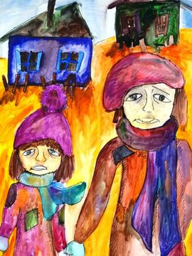 Лапицкая Екатерина, 10 лет, Дети войны, б., смеш. тех., ДХШ, р.п. Любинский, Омская обл