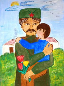 Самарская Милана, 12 лет, Встреча, б., смеш. тех., ДХШ им. Г.И. Рокчинского, г. Элиста