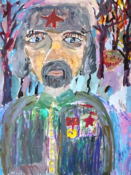 Ткаченко Анна, 10 лет, Портрет героя, б., гуашь, ДШИ, с. Лузино, Омская обл