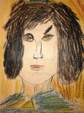 Ананских Мария, 7 лет, Женский портрет, б., восковые мелки, ДХШ, г. Волгоград