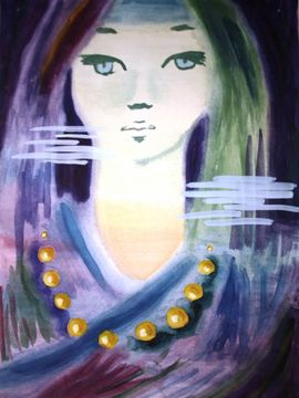 Иванова Анастасия, 14 лет, Портрет прекрасной дамы, б., акварель, ДШИ, с. Ольховка, Волгоградская обл.