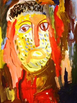 Косенко Анастасия, 5 лет, Голова Аполлона, б., гуашь, ВОДХГ г. Волгоград