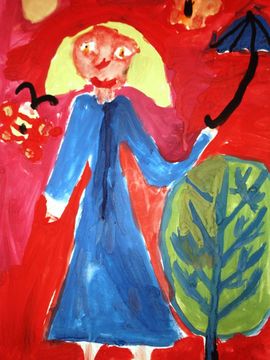 Машенцева Алена, 6 лет, Старушка с зонтом, б., гуашь, ВОДХГ г. Волгоград
