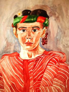 Никифорова Владислава, 13 лет, Автопортрет, б., акварель, Червленовская СШ, Светлоярский р-он, Волгоградская обл.
