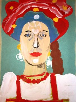 Паршина А., 9 лет, Девушка в кокошнике, б., гуашь, ДХШ, г. Волгоград