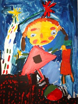 Попова Наталья, 5 лет, Девочка и мяч, б., гуашь, ВОДХГ г. Волгоград