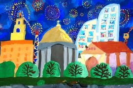 Вялкина Дарья, 8 лет, Салют Победы, б., гуашь, ВОДХГ, г. Волгоград