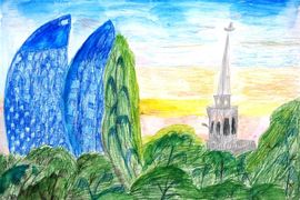 Ефремова Мария, 12 лет, Вечеет в Волгограде, б., смеш. тех., ВОДХГ, . Волгоград