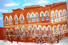 Киселева Анастасия, 12 лет, Здание физио-терапевтической  больницы, б., гуашь, ВОДХГ,  г. Волгоград