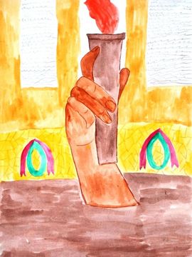 Краснопёрова Ирина, 8 лет, Вечный огонь, б., смеш. тех., МОУ СОШ №6, г. Волгогра