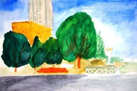 Семенов Борис, 8 лет, На набережной, б., акварель, г. Волгоград