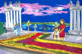 Черкасов Илья, 10 лет, Прогулка по вечеернему городу, б., гуашь, лицей №2, г. Волгоград