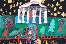 Чигиринская Софья, 8 лет, У  планетария, цв. б.,гуашь, ВОДХГ, г. Волгоград