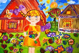 Бабич Алеся, 11 лет, Пеппи возле дома, б., гуашь, ДХШ, г.Полоцк
