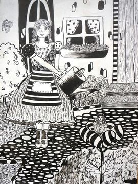 Ощепкова Даша, 14 лет, Мирабель, б.,тушь, ДШИ, с.Лузино, Омская обл.