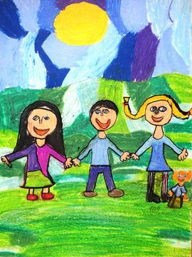 Павличкова Катерина, 7 лет, Друзья, б., смеш.техн., Основная худ.школа, г.Плзень, Чехия