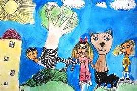 Резничкова Наталие, 7 лет, Ребята из Буллебрю, б., акварель, Основная худ.школа, г.Плзень, Чехия