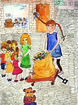 Тисленко Наташа, 11 лет, Пеппи торгует, б., смеш.техн., ДШИ №4, г.Волгоград